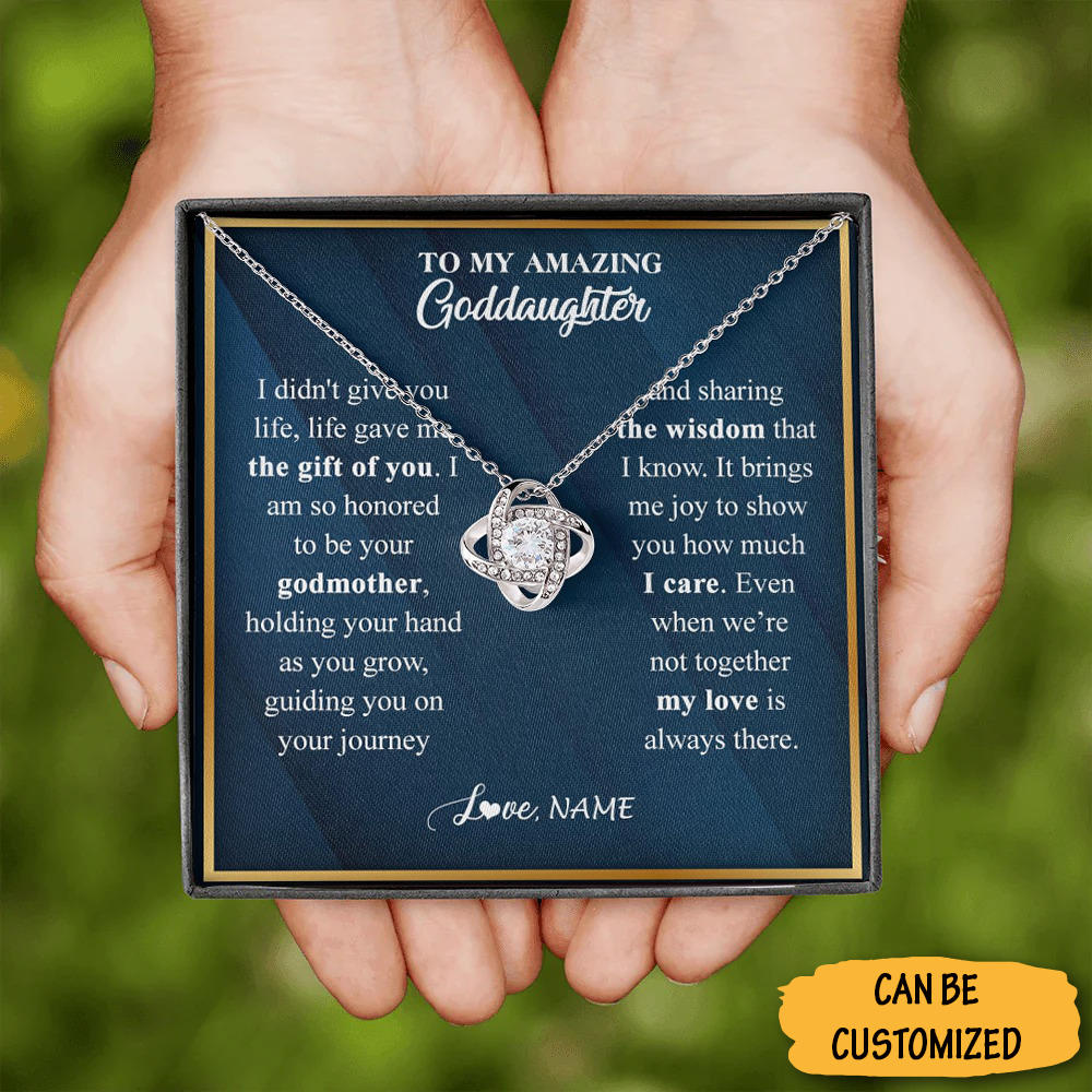 Custom To My Goddaughter Necklace Silver Love Knot Pendant Necklace Jewellery Keepsake Gifts For Goddaughter Custom To My Goddaughter Necklace Silver Love Knot Pendant Necklace Jewellery Keepsake Gifts For Goddaughter
