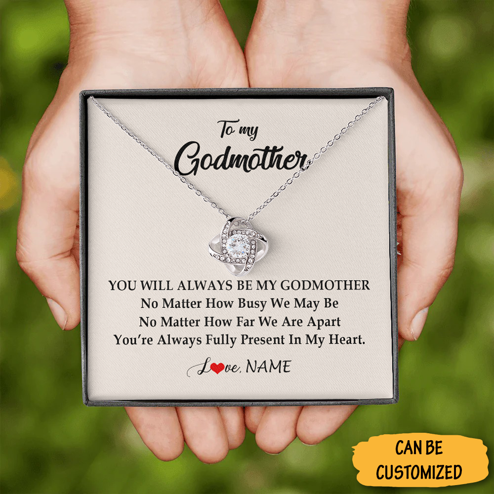 Custom To My Godmother Necklace Sterling Silver Love Knot Necklace Message Personalised Godmother Gifts Custom To My Godmother Necklace Sterling Silver Love Knot Necklace Message Personalised Godmother Gifts