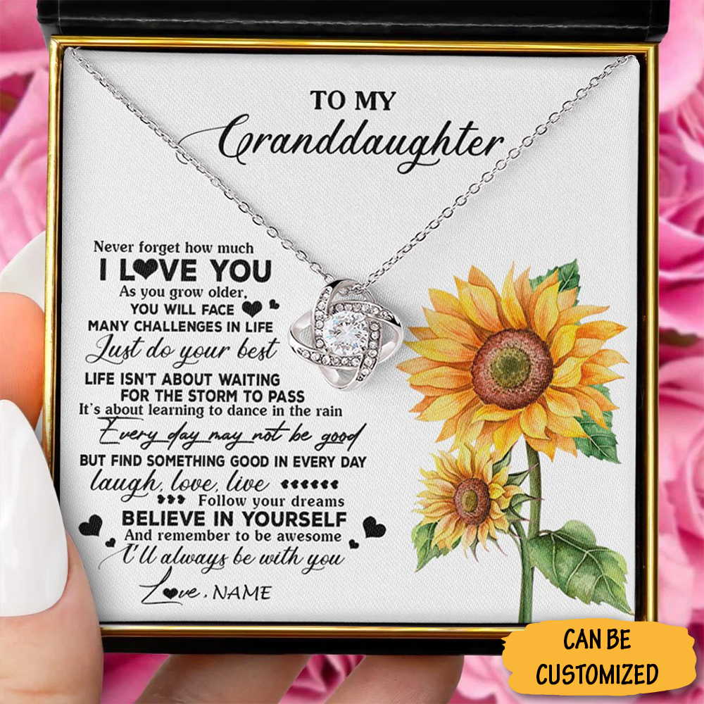 Custom To My Granddaughter Necklace Silver Love Knot Necklace Personalized Jewelry Box For Granddaughter Custom To My Granddaughter Necklace Silver Love Knot Necklace Personalized Jewelry Box For Granddaughter