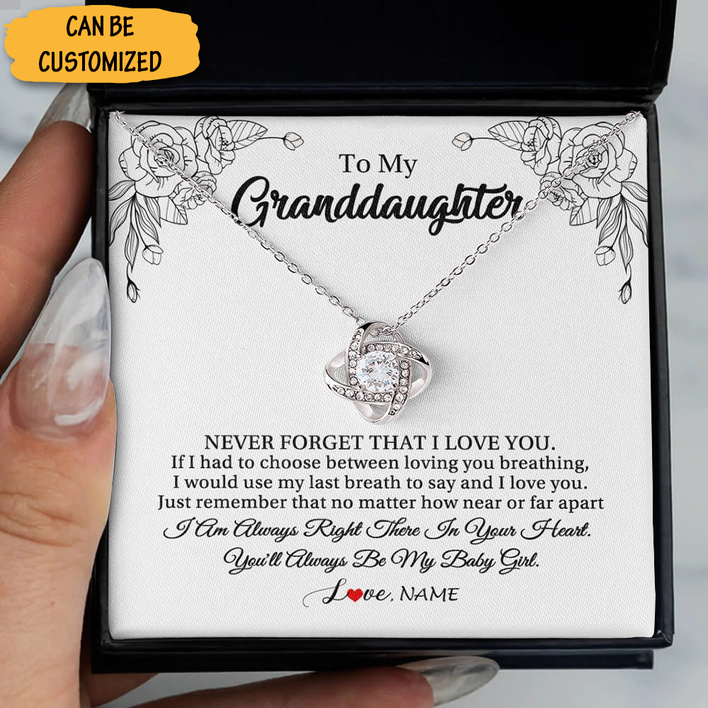 Custom To My Granddaughter Necklace Sterling Silver Love Knot Pendant Necklace Gifts For Grown Granddaughter Custom To My Granddaughter Necklace Sterling Silver Love Knot Pendant Necklace Gifts For Grown Granddaughter