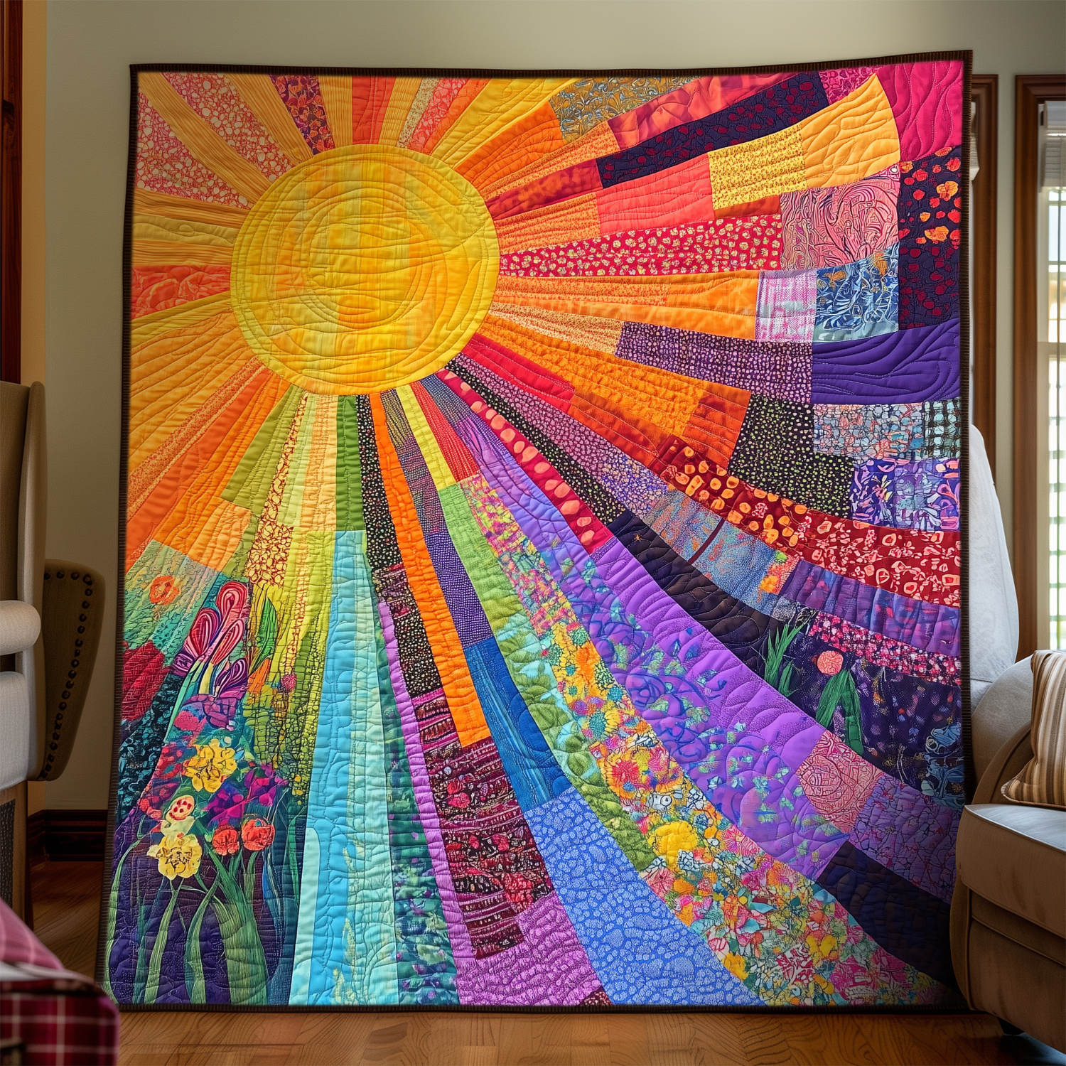 Cheerful Sunshine Quilted Blanket Christmas Gift Blanket Cheerful Sunshine Quilted Blanket Christmas Gift Blanket