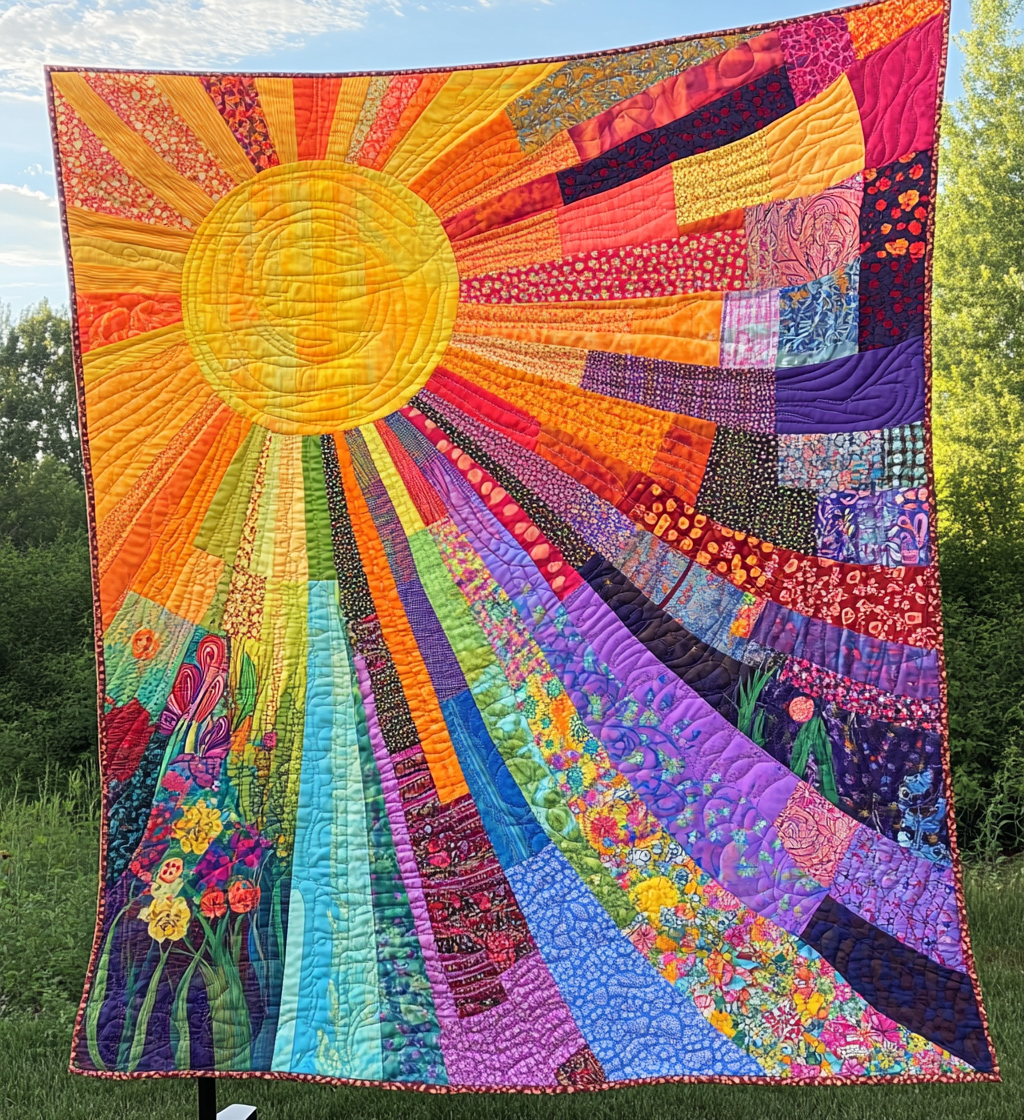Cheerful Sunshine Quilted Blanket Christmas Gift Blanket Cheerful Sunshine Quilted Blanket Christmas Gift Blanket