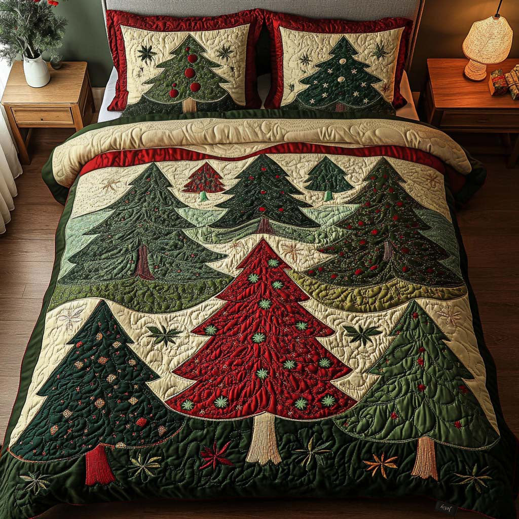 Forest Of Joy Quilted Bedding Set Holiday Christmas Gifts For Men Forest Of Joy Quilted Bedding Set Holiday Christmas Gifts For Men