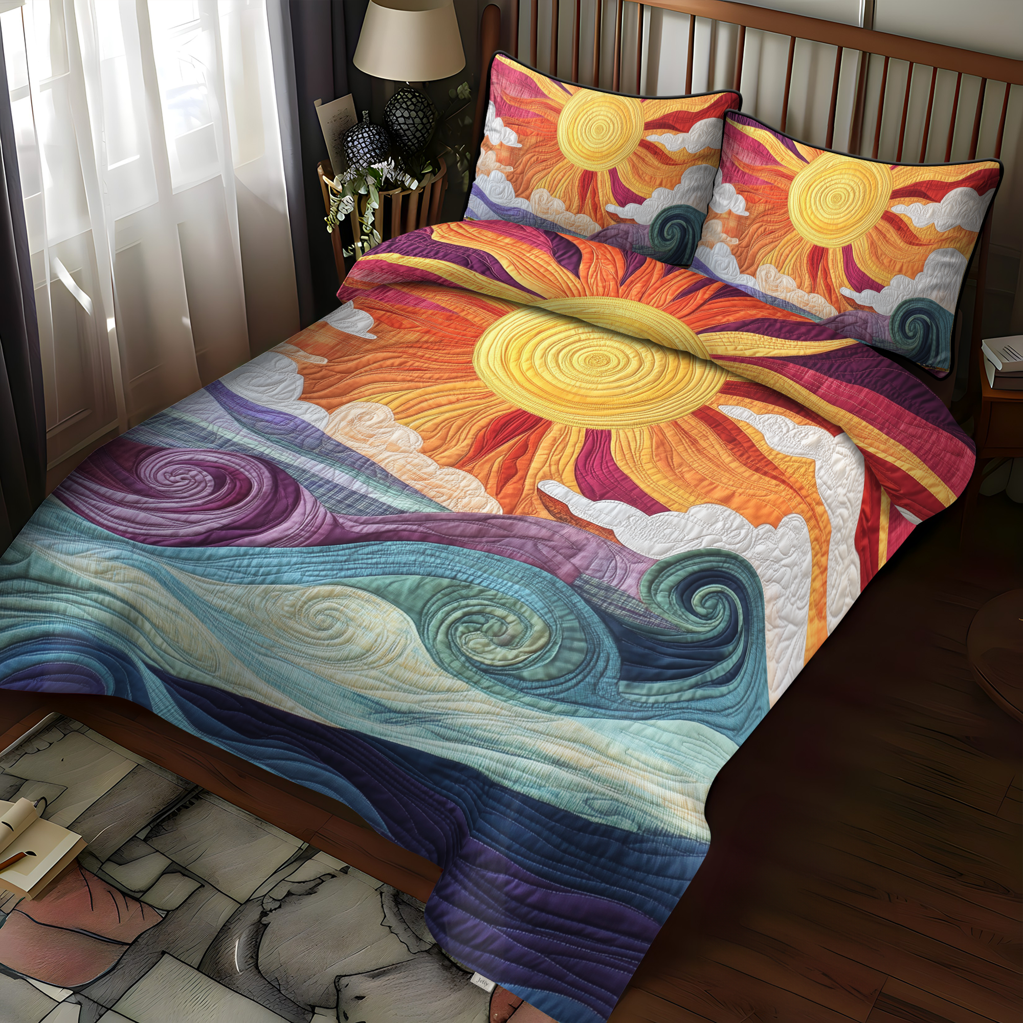 Sunburst Delight Quilted Bedding Set Print Themed Bed Sheet Set You Are My Sunshine Gifts Sunburst Delight Quilted Bedding Set Print Themed Bed Sheet Set You Are My Sunshine Gifts