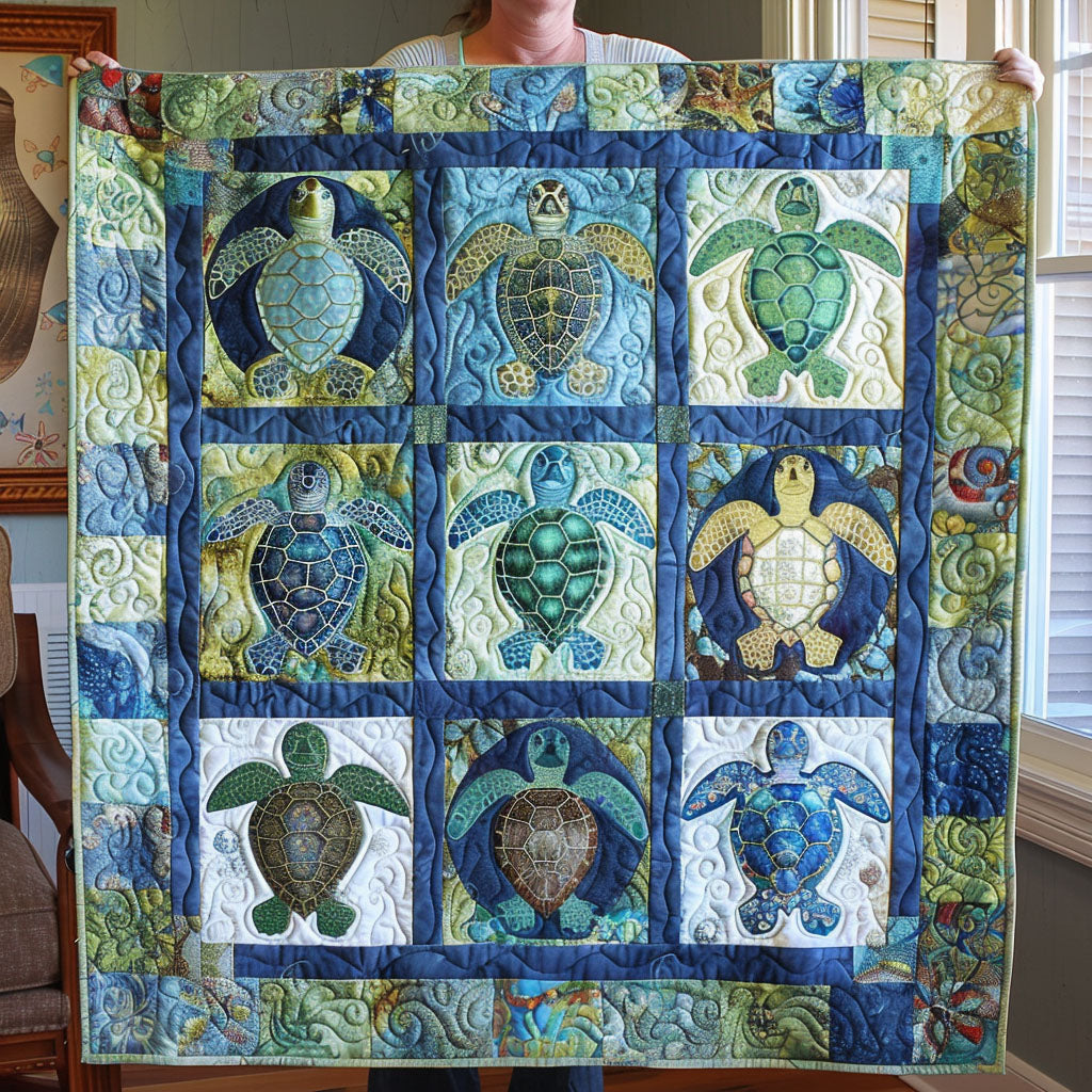 Turtle Tide Quilted Blanket Gift For Turtle Lover Turtle Tide Quilted Blanket Gift For Turtle Lover