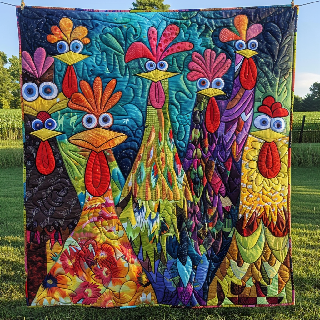Whimsical Chickens Quilted Blanket Chicken Gifts For Chicken Lovers Whimsical Chickens Quilted Blanket Chicken Gifts For Chicken Lovers
