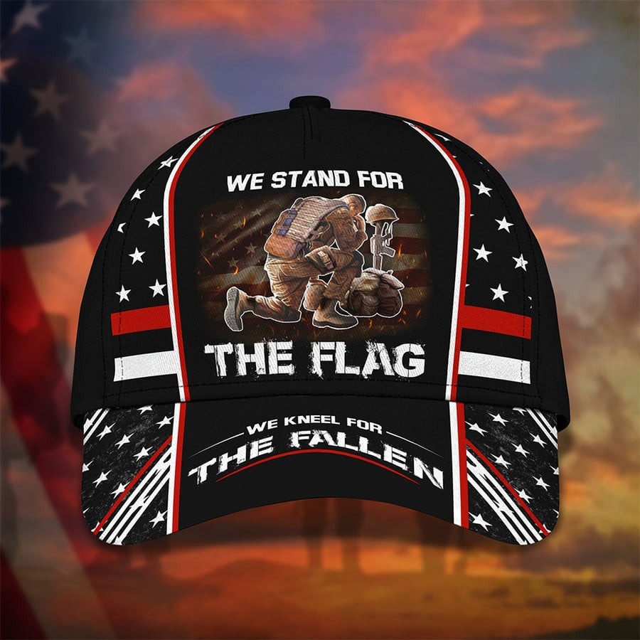 Thin Red Line We Stand For The Flag Kneel For The Fallen Hat Patriotic Proud Served Thin Red Line We Stand For The Flag Kneel For The Fallen Hat Patriotic Proud Served